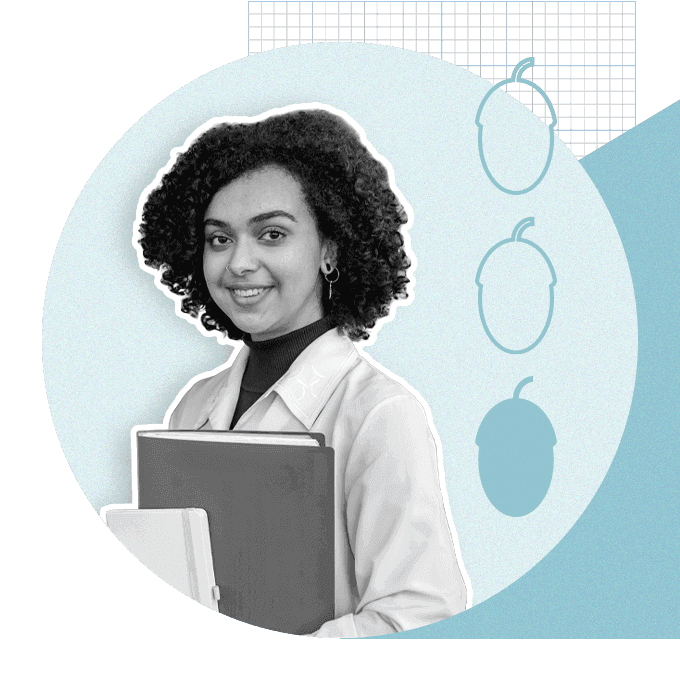 Woman smiling while holding books