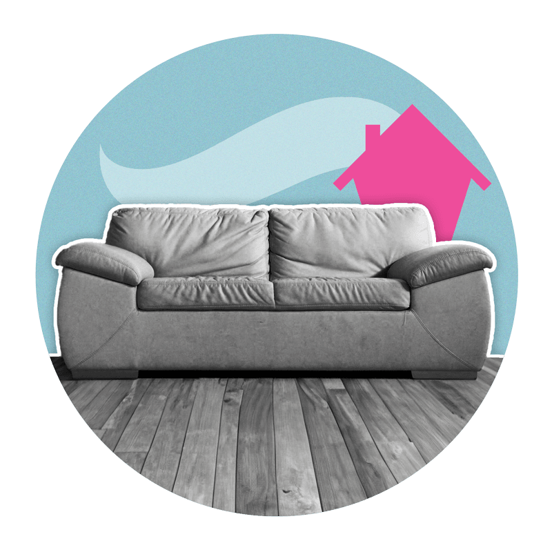 Couch on wooden flooring