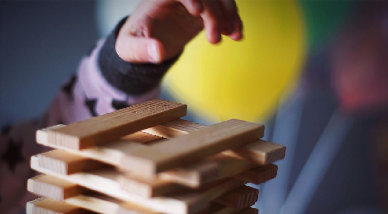 Person playing jenga